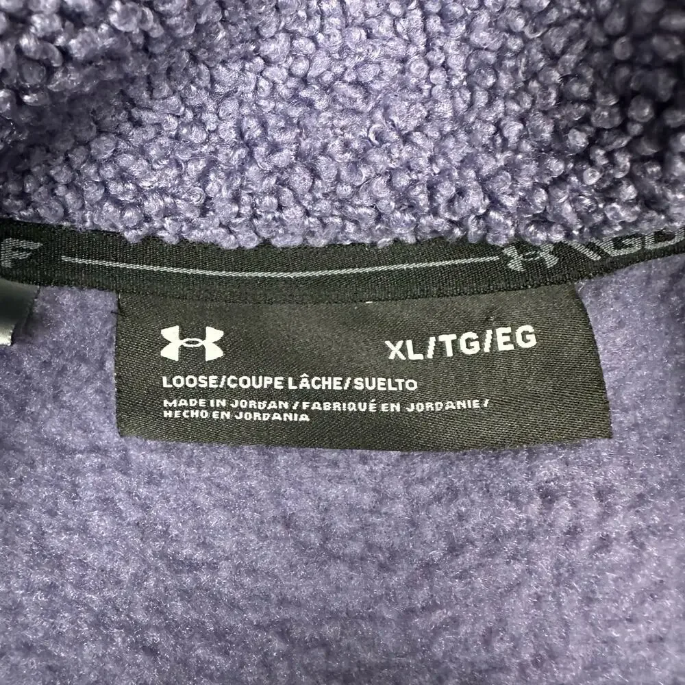 Under Armour Golf Size XL Mens Purple Fleece Pile Golf Pullover Sweater - Picture 4 of 8